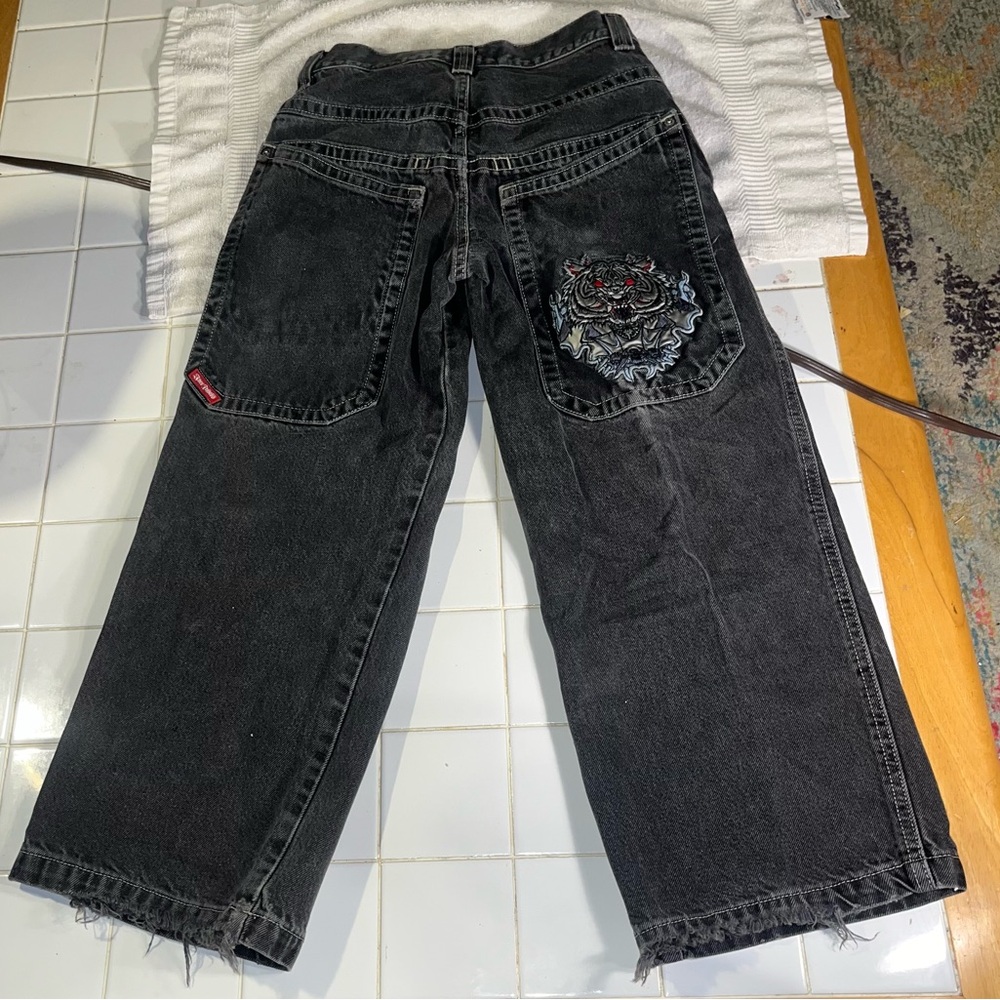 RARE JNCO Jeans with White embroidered Tiger patch Boys size 12
